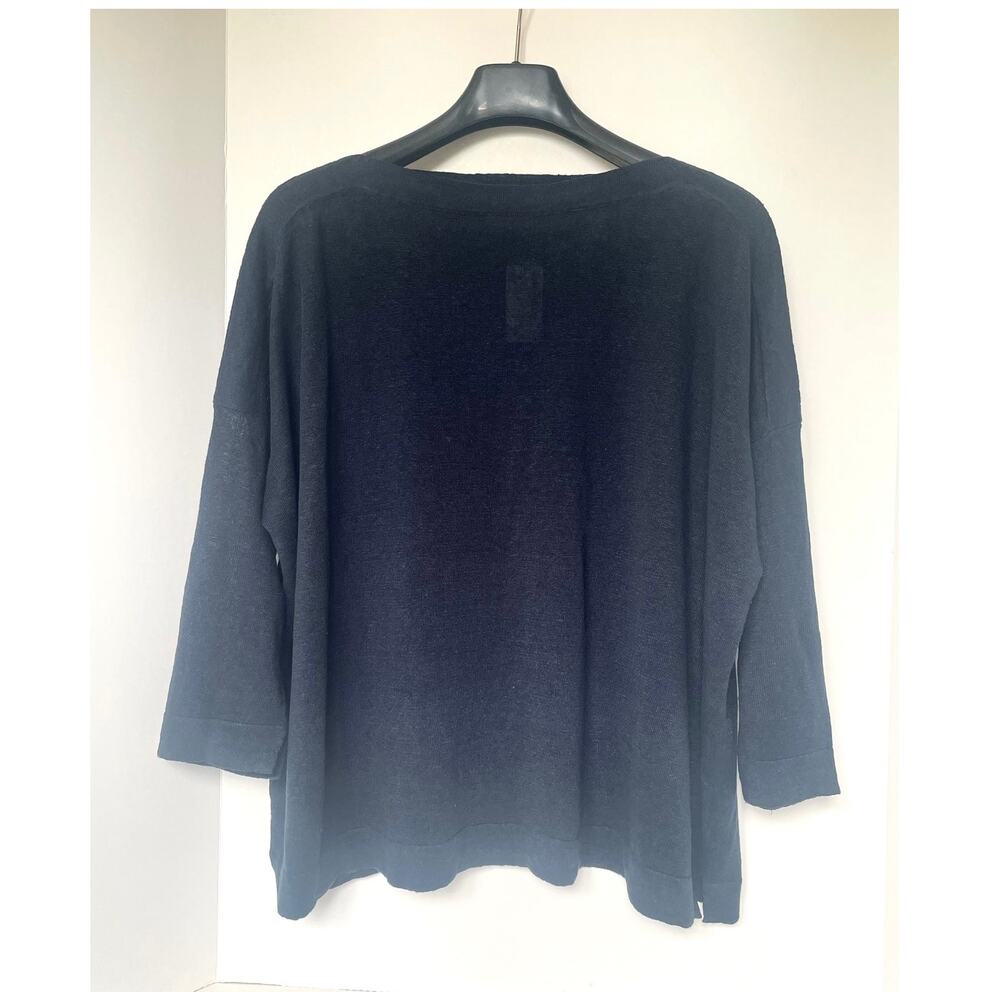 Naïf Linen Boat Neck Sweater Womens Large Blue Long Sleeve Relaxed Fit - Picture 4 of 12